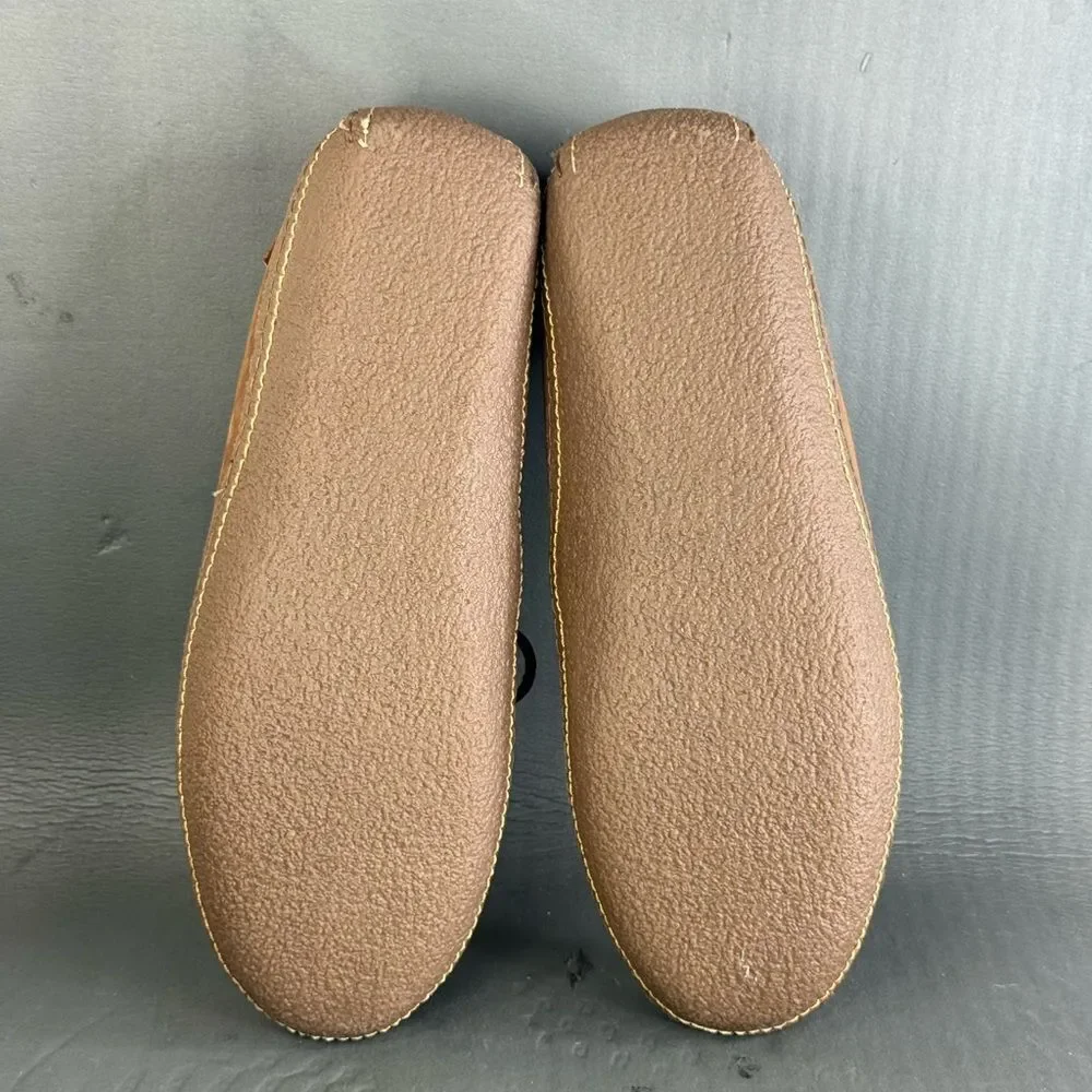 L.L. Bean Men's Handsewn Flannel-Lined leather Slippers shoes size